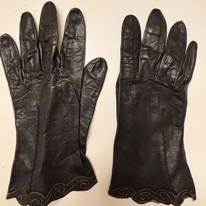 Vintage Embellished Brown Kid Gloves